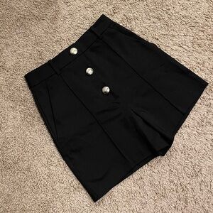 ZARA High-Waist Black Button Front Shorts